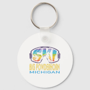 Ski Big Powderhorn Michigan Skiing Vacation Key Ring