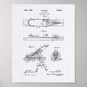 Ski Binding 1940 Patent Art - Lined Peper Poster