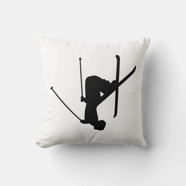 Ski Black Silhouette Cushion (Front)