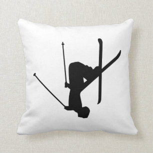 Ski Black Silhouette Cushion