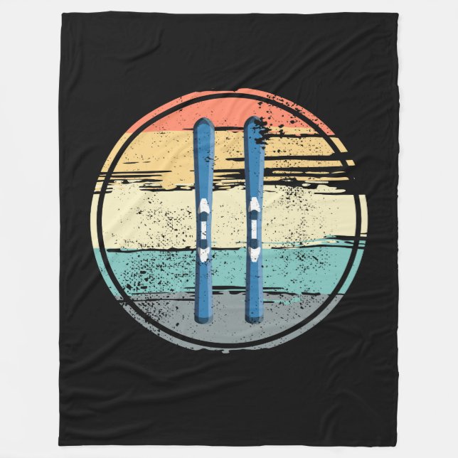 Ski Boards Vintage Fleece Blanket (Front)
