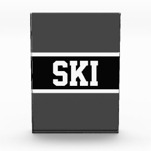 SKI Bold Modern Grey Black White Athletic Stripes Photo Block