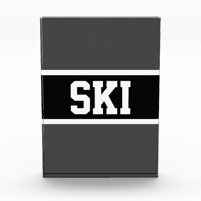 SKI Bold Modern Grey Black White Athletic Stripes Photo Block (Front)