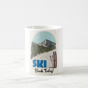 Ski Book Today vintage ski art. Coffee Mug