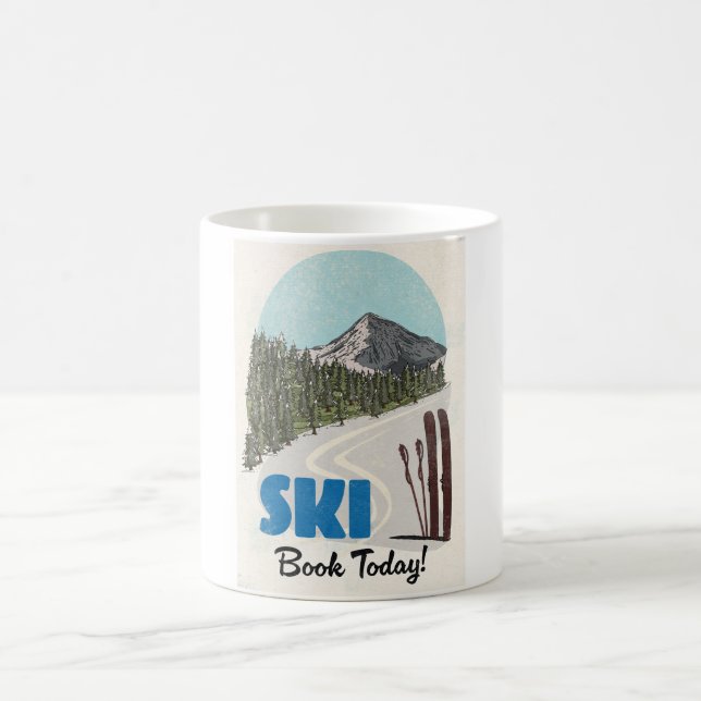 Ski Book Today vintage ski art. Coffee Mug (Center)