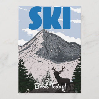 Ski Book Today vintage ski art. Invitation