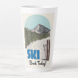 Ski Book Today vintage ski art. Latte Mug