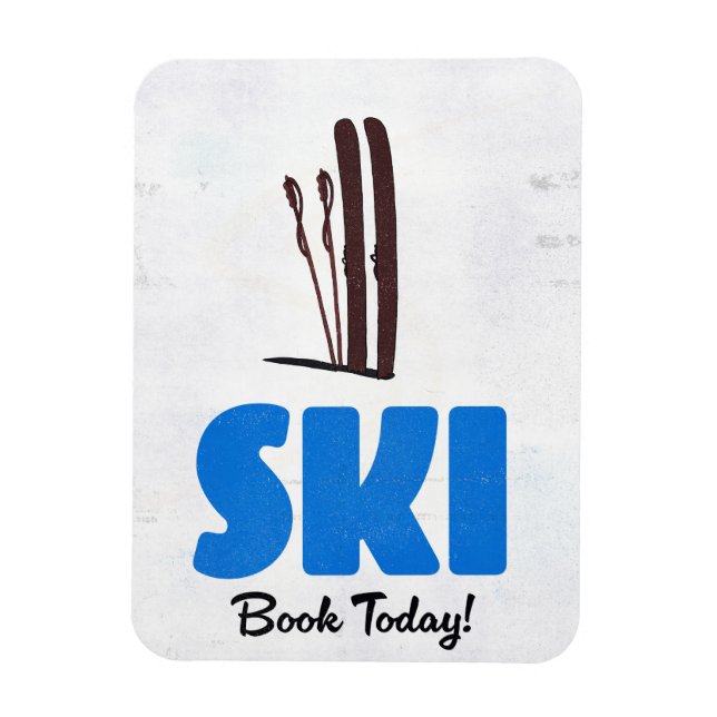 Ski Book Today vintage ski art. Magnet (Vertical)