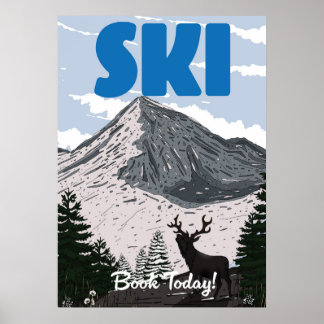 Ski Book Today vintage ski art. Poster