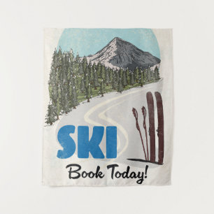 Ski Book Today vintage ski art. Tapestry