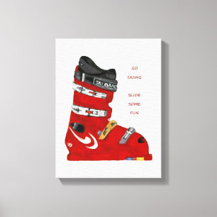 ski boot go skiing slide some fun canvas print