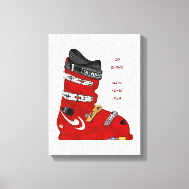 ski boot go skiing slide some fun canvas print (Front)