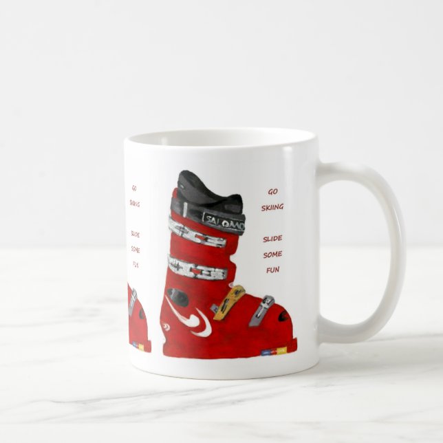 ski boot go skiing slide some fun coffee mug (Right)