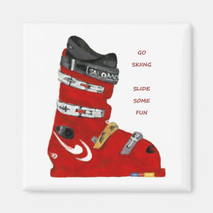 ski boot go skiing slide some fun magnet