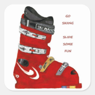 ski boot go skiing slide some fun square sticker