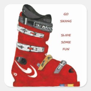 ski boot go skiing slide some fun square sticker