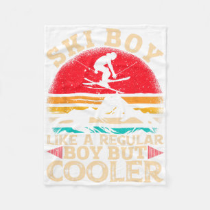 Ski Boy Like A Regular Boy But Cooler Funny Skiing Fleece Blanket