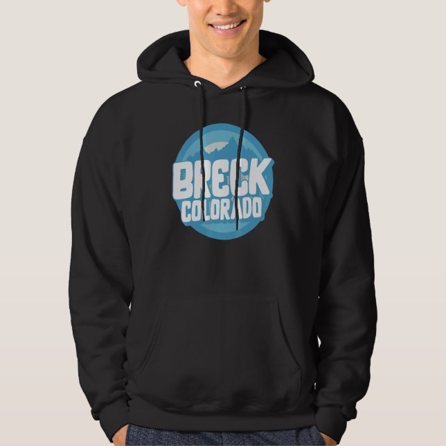Ski Breck Colorado Souvenir Skiing Snowboard Vinta Hoodie (Front)