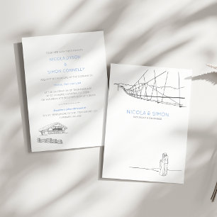 Ski Bridge Couple In Love Wintery Mountaintops Invitation