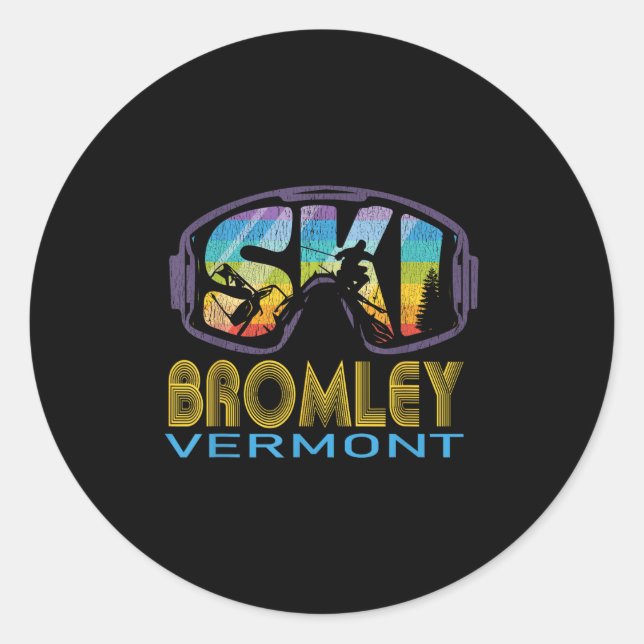 Ski Bromley Vermont Skiing Vacation  Classic Round Sticker (Front)