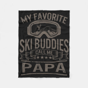 Ski Buddies Papa Skiing Goggles Snowboarding Grand Fleece Blanket
