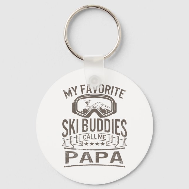 Ski Buddies Papa Skiing Goggles Snowboarding Grand Key Ring (Front)