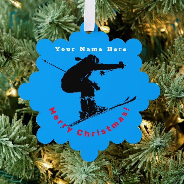 Ski Bum - Downhill Skier Tree Decoration Card (Insitu (Tree))
