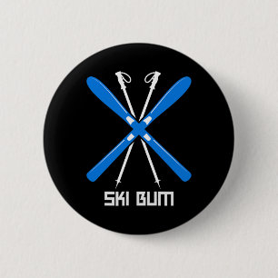 Ski Bum Funny Skier Gift For Men Or Women  6 Cm Round Badge