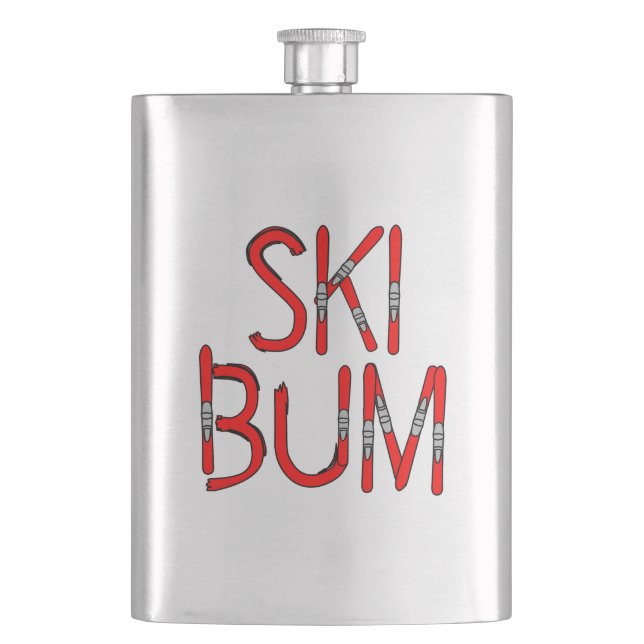 Ski Bum Skis Hip Flask (Front)