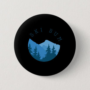 Ski Bum Snow Skiing Shirt, Winter Sports 6 Cm Round Badge