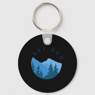 Ski Bum Snow Skiing Shirt, Winter Sports Key Ring