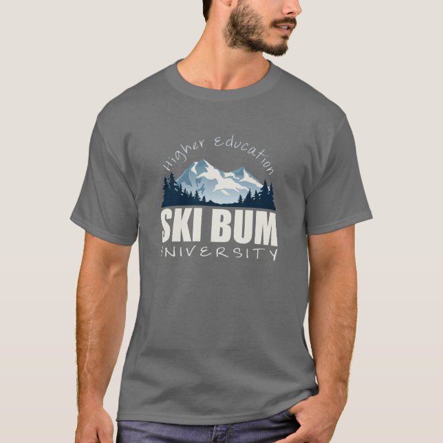 Ski Bum University Dark T-Shirt (Front)