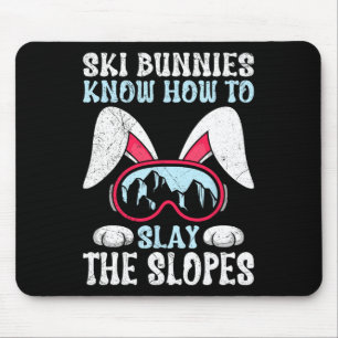 Ski Bunnies Know How To Slay The Slopes Snow Bunny Mouse Mat
