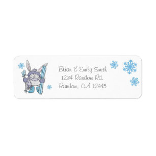 Ski bunny custom snowflake return labels