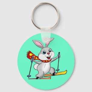 Ski Bunny - Funny and Cute Cartoon Key Ring