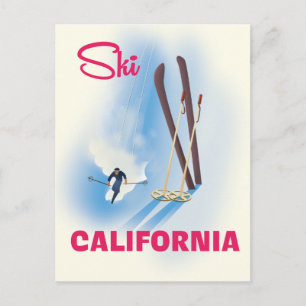 Ski California Travel poster Postcard
