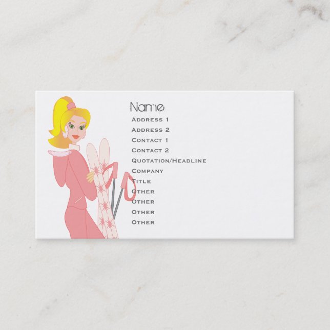 Ski Cards-Blonde Business Card (Front)