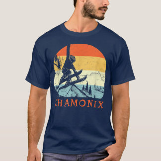 Ski Chamoni, France Vintage Retro Snow Skiing Vaca T-Shirt
