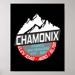 Ski Chamonix T Shirt Mont Blanc France Skiing Para Poster