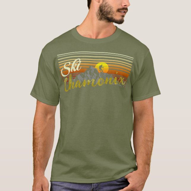 Ski Chamonix t shirt vintage style skiing (Front)