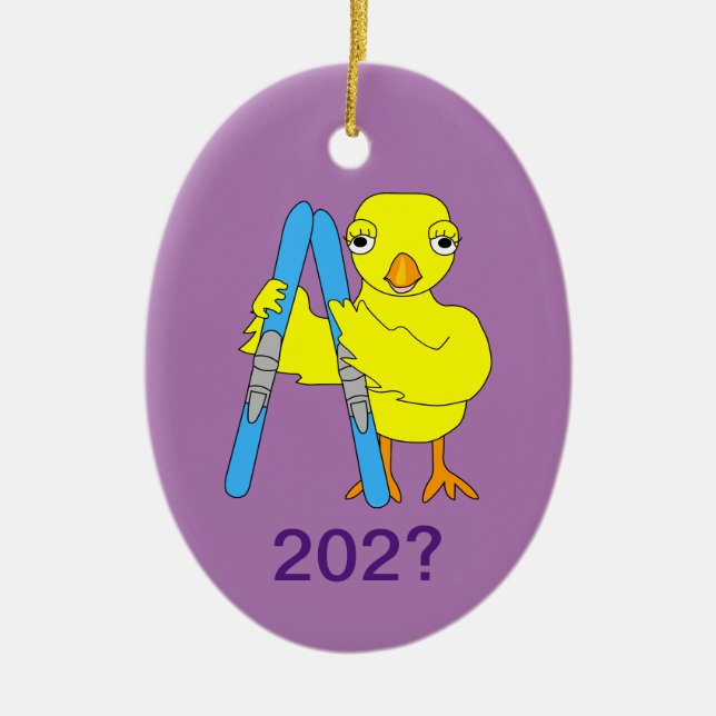 Ski Chick Ceramic Tree Decoration (Front)