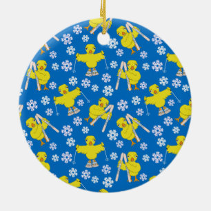 Ski Chick Pattern Ceramic Ornament