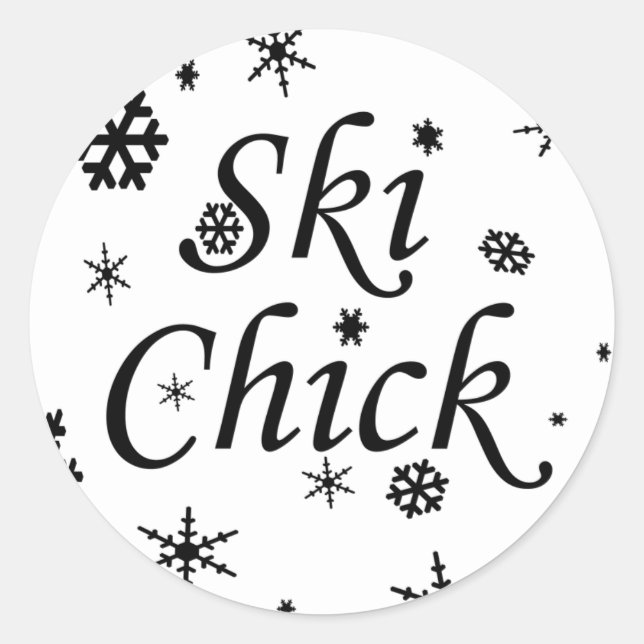 Ski Chick Sticker with Snowflakes (Front)