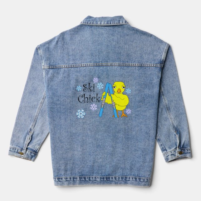 Ski Chick Text Denim Jacket (Back)