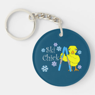 Ski Chick Text Key Ring