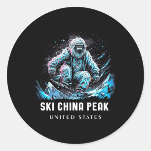 Ski China Peak United States Ski Skiing Skier Classic Round Sticker