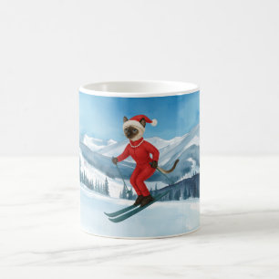 Ski Christmas SiameseCat  CatLovers Winter Holiday Coffee Mug
