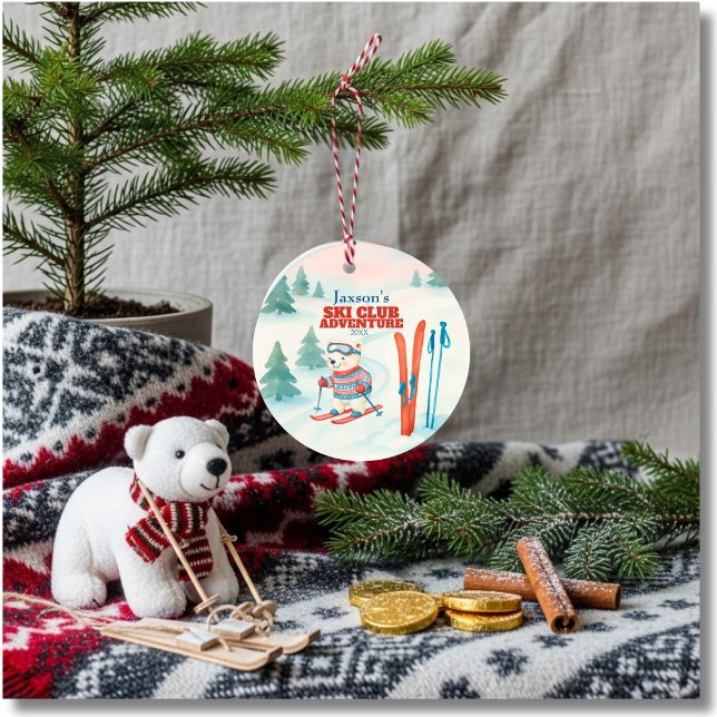 Ski Club Adventure Baby Polar Bear Ceramic Tree Decoration (Ski Club Adventure Baby Polar Bear Ceramic Ornament)
