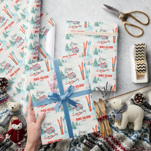 Ski Club Après Bébé Polar Bear Wrapping Paper