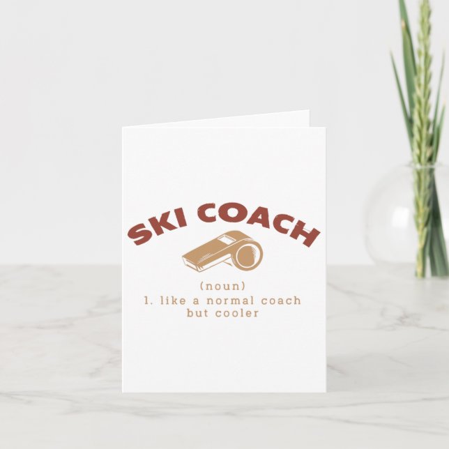 Ski Coach Definition Funny Skiing Instructor Humou Card (Front)